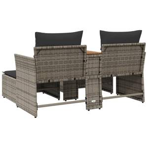 Sofá de Jardín Ajustable de 2 Plazas en Ratán Sintético Gris con Patas Ajustables, Elegante Conjunto para Exteriores - Product Image 6