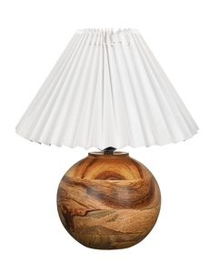 Modern <b>round</b> wood <b>table</b> lamp peach pleated shade minimalist nordic <b>bedside</b> light for living room bedroom wholesale OEM - Product Image 4