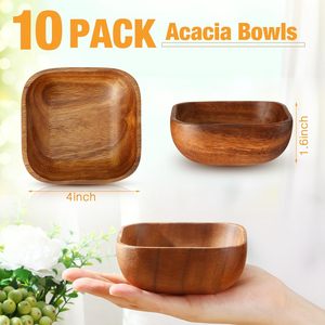 Juego de tazones apilables de madera natural ecológica premium para servir frutas y nueces, pequeños, para la encimera de la cocina. - Product Image 5