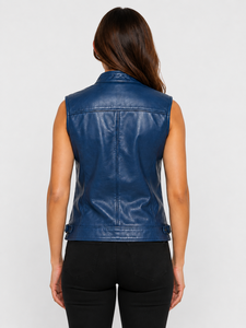 Chaleco de cuero para mujer de alta calidad con forro suave, costuras duraderas, bolsillos prácticos y un ajuste atemporal para montar a caballo, viajar y uso casual. - Product Image 4