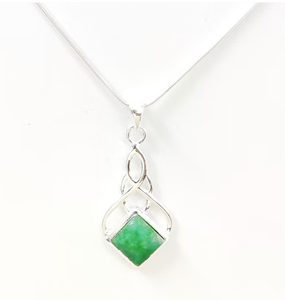 Sterling Silver Celtic Knot Pendant with Emerald Agate Handmade Jewelry - Meaningful Birthday Gift - Product Image 3