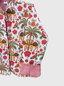 Chaqueta de algodón para mujer de talla grande, cuello mandarín, abotonadura sencilla, abrigo estampado bohemio - Product Image 2