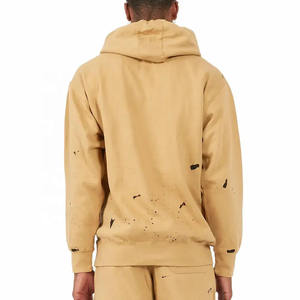 Conjunto de Sudadera con Capucha Naranja para Hombre, Corte Holgado, Estilo Casual para Otoño, Tejido de Felpa Transpirable, Color Sólido, Diseño con Bolsillos - Product Image 5