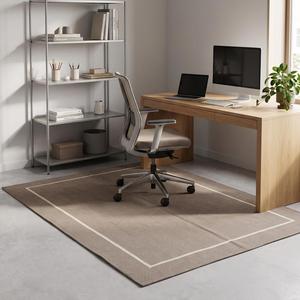 Alfombra Kilim de Lana Tejida a Mano de Primera Calidad, Antideslizante, Pelo Medio, Diseño Moderno Sólido, Borde Color Marfil, Alfombra Decorativa para el Hogar - Product Image 5