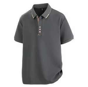 Polo à manches courtes pour homme, couleur unie, coton Oxford, décontracté, respirant, design tissé, boutons sur le devant, coupe classique - Product Image 4