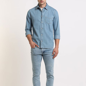 Camisas de Mezclilla Personalizadas OEM para Hombre, Camisa de Manga Larga Informal, Fabricación de Camisas de Mezclilla para Hombre, Venta al Por Mayor - Product Image 4