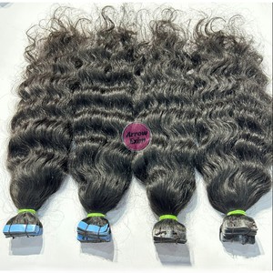 Indian Temple Curly Invisible <b>Tape</b>-in Hair Single Donor Cuticle Aligned 12A Quality Natural Color Remy <b>Machine</b> Double Weft - Product Image 4