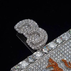 Liontin Hip Hop <b>Pendant</b> Custom 18K <b>Gold</b> Plated <b>Solid</b> 925 Silver <b>Pendant</b> Men's Iced Out Name Number Letter Bail <b>Pendant</b> For Gifts - Product Image 4