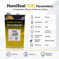 HumiSeal 1C51 Revêtement Conforme en Silicone Transparent à Faible Viscosité, Durcissement Thermique, Protection de Circuits Imprimés (PCB) 5L/20L pour l'Électronique