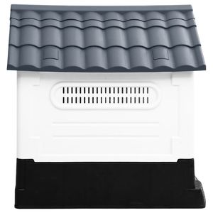 Casa para Perros Pequeña y Resistente en Gris, Blanco y Negro, Hecha de Polipropileno, Muebles para Mascotas - Product Image 3