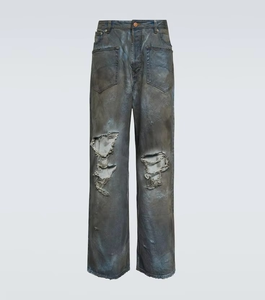 Jeans de Hombre 100% Algodón con Acabado Encerado Personalizado, Estilo Baggy, Efecto Pintura de Barro, 14 OZ - Product Image 3