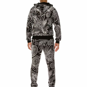 Conjunto Deportivo con Capucha para Hombre, Estampado Paisley, 100% Poliéster, Cierre Completo con Cremallera, Casual, Transpirable, Corte Regular - Product Image 2