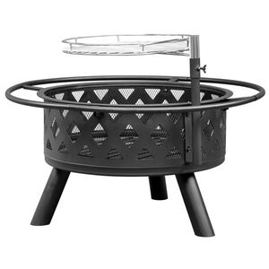 30in Outdoor Black Metal Fire Pit with Cooking Grates for Outdoor Entertaining - Product Image 2