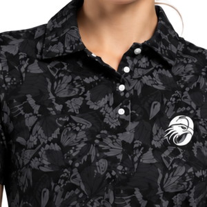<b>Black</b> <b>Women</b> Short Sleeve Printed Golf <b>Polo</b> <b>Shirt</b> Floral Pattern Performance Sports Top Custom Wholesale Breathable Golf Apparel - Product Image 5