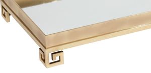 Wholesale Luxury <b>Rectangular</b> Gold <b>Mirror</b> Tray Bulk Hotel Serving Platter with Elegant Greek Key Design Feet Modern Home Decor - Product Image 5