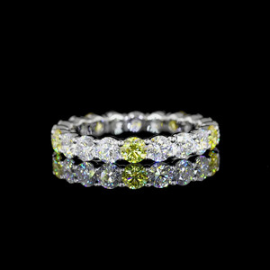 Anillo de Eternidad de Diamantes Cultivados en Laboratorio de Lujo, con Diamantes Amarillos Vívidos, Oro de 10K, 14K, 18K, Plata 925, 935, Anillo de Aniversario o Boda - Product Image 1