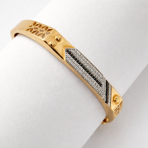 Namivaa 18ct Rose Gold Diamond Black Stone Bar <b>Bangle</b> Bracelet <b>Men</b> Geometric Statement Design Luxury Jewelry Wedding Party - Product Image 1