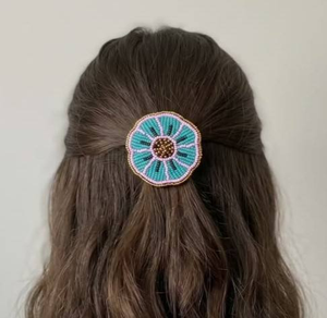 Pink Christmas <b>Bow</b> Embroidered Beaded Hair <b>Clip</b> With Seed Beads Boho Hair Accessory For Women Gift hair <b>bow</b> - Product Image 5