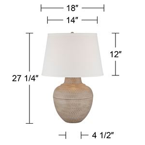 Coastal design hammered metal <b>Table</b> Lamp White Textured Base Modern <b>Bedside</b> Nightstand Light Fabric Shade Living Room Decor - Product Image 5