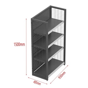 Heavy Duty Metal Double Sided Freestanding Horizontal Display <b>Rack</b> for Grocery Store with 3 <b>Shelves</b> Solid <b>Shelf</b> - Product Image 3