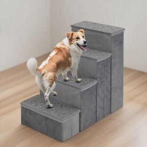 Scala per Cani a 4 Gradini Regolabile, Rampa Pieghevole Antiscivolo per Cani, Accessori per Case e Mobili per Animali - Product Image 1