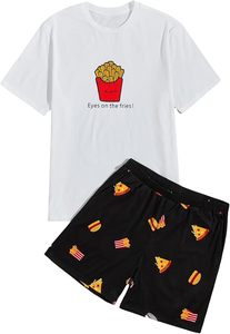 <b>Men's</b> <b>Pajamas</b> <b>Set</b> 2 Piece Pjs <b>Sets</b> Short Sleeve Letter Print Tee and Short Lounge <b>Set</b> - Product Image 2