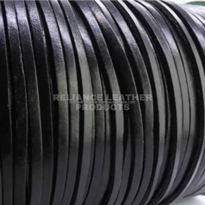 Cordon en cuir plat noir brillant durable de 3 mm, cordon en cuir pour la fabrication de colliers et de bijoux - Product Image 3