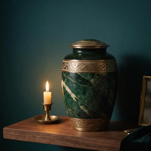Green Marble Aluminum Cremation Urn Engraved Memorial <b>Keepsake</b> Casket for Adult <b>Ashes</b> Custom Commemoration - Product Image 3