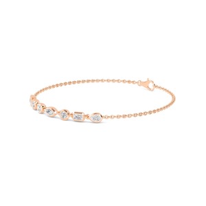Multi Shape Bezel <b>Set</b> Lab Grown Diamond Station Bracelet 0.77 CTW 9K Rose Gold - Product Image 2