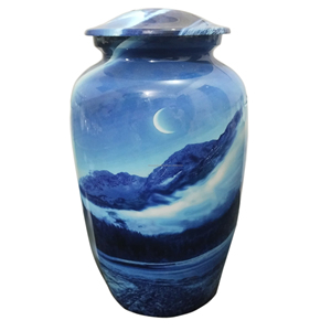 Coucher de soleil adulte de style européen Urne de crémation en laiton dégradé de tons chauds reflétant un joli coucher de soleil pour les cendres - Product Image 6