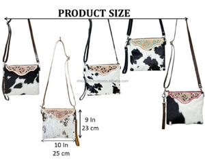 Dernier modèle en gros : Mini sac à bandoulière en cuir de vachette pleine fleur, style western, orné de motifs floraux et travaillé à la main, avec pochette à poignet - Product Image 2