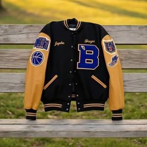 Fabrication OEM, logo personnalisé, veste varsity unie, manches en cuir, chaîne, broderie chenille, veste varsity vintage, veste varsity à lettres - Product Image 1