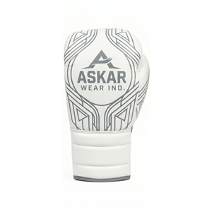 Askar Wear Ind. Leather Boxing Gloves <b>Lace</b>-Up <b>White</b> Breathable Adult Training Gear - Product Image 2