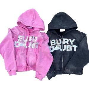 New Street Wear Sweat à capuche zippé en strass pour unisexe avec un design différent et plusieurs couleurs Sweats à capuche et sweat-shirts pour hommes - Product Image 1