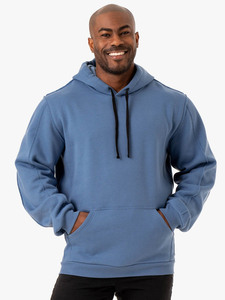 <b>Men's</b> Solid <b>Navy</b> Blue Eco-Friendly Windproof Breathable <b>Fleece</b> Pullover Hoodie with Kangaroo Pocket for Autumn - Product Image 4