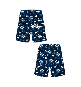 Shorts de basketball bleu marine personnalisés avec motif floral blanc et bleu clair, légers, respirants, en maille, équipement d'entraînement sportif - Product Image 1
