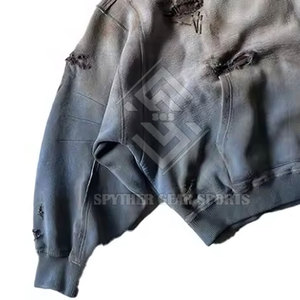 SPYTHER GEAR SPORTS Sweat à capuche ample à manches longues pour homme, en mélange de coton, style streetwear, effet vieilli - Haute qualité, respirant - Product Image 4
