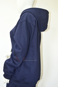 Sudadera con Capucha de Felpa Tejida Azul Marino para Mujer, 100% Algodón, Transpirable, Casual, Lavado Ácido, Ropa Deportiva Personalizada OEM - Product Image 5