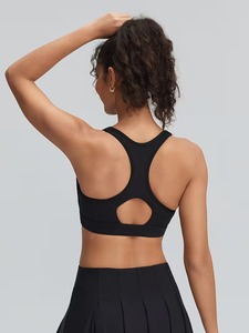 Ladies Arched Back Sport Brassiere Breathable Cutout Running Vest High Elasticity Athletic Crop Top Removable <b>Pads</b> Wholesale - Product Image 5