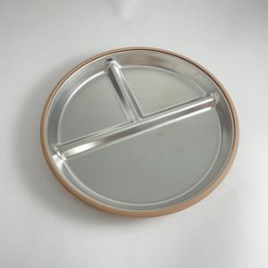 Assiette à ventouse en silicone de qualité alimentaire et acier inoxydable, lavable, design facile d'entretien pour bébés, personnes âgées, hôpitaux, restaurants - Product Image 1