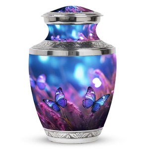 Urne funéraire pour cendres en forme de papillons violets, urne commémorative bleue, urne commémorative pour cendres humaines, souvenir décoratif - Product Image 1