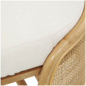 Banc ovale en rotin fait main brun Aubie avec coussin en tissu blanc Chaise de salon élégante - Product Image 3