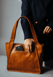 Sac fourre-tout en cuir véritable pour femme, couleur unie, sac à main minimaliste à bandoulière, poignée ouverte, usage quotidien - Product Image 2