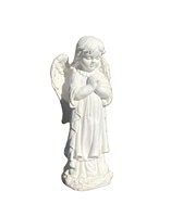 Statue d'ange en marbre blanc magnifique faite à la main, pose de prière, décoration religieuse de Noël pour jardin et maison, technique de gravure sculptée