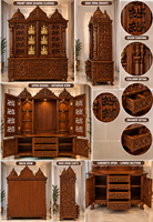 Portes de temple Ashtalakshmi de style sud-indien en teck moderne, faites à la main, pliables, taille personnalisée, meubles de maison