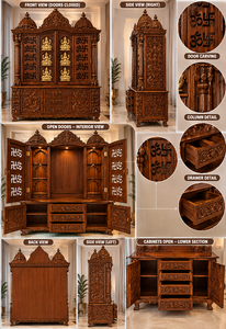 Mandir de madera estilo Ashtalakshmi del sur de la India, templo de madera de teca de gran venta con puertas y almacenamiento a precios de mayorista del fabricante - Product Image 6