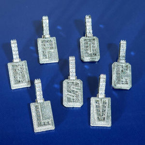 Colgante de Letra de Lujo con Diamantes de Imitación, Cristal Tallado Baguette, Plata 925 Bañada en Rodio, Joyería de Fiesta para Mujer, Iniciales A-Z - Product Image 2