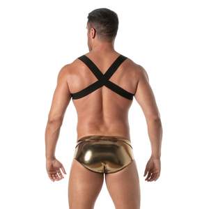Harnais en vinyle noir avec poche zippée pour homme, ajustable, style clubwear fetish - Product Image 5