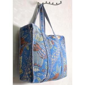 Indian Handmade Quilted Cotton Tote Bag Floral Print Shoulder Bag Women <b>Boho</b> Shopping <b>Handbag</b> - Product Image 1