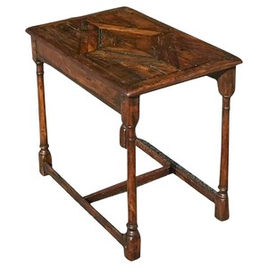 Reclaimed Wood Octagonal Pedestal Side <b>Table</b> - Boho Chic Handcrafted Wholesale - Product Image 2